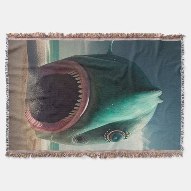 Shark sculpture on the beach decke (Vorderseite)