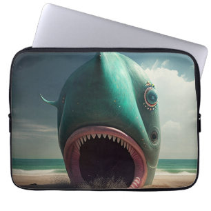 Shark sculpture on the beach laptopschutzhülle