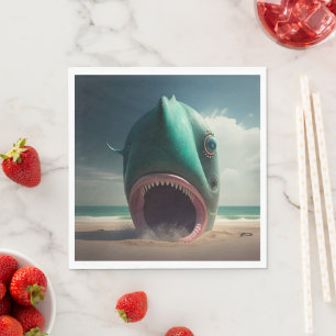 Shark sculpture on the beach serviette