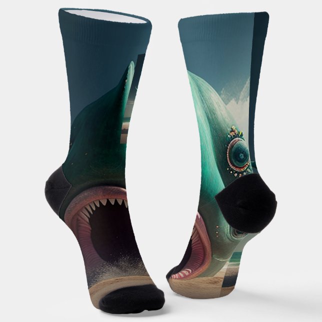 Shark sculpture on the beach socken (Gewinkelt)