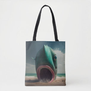 Shark sculpture on the beach tasche