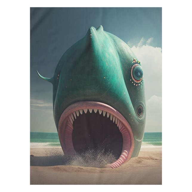 Shark sculpture on the beach tischdecke (Vorderseite)