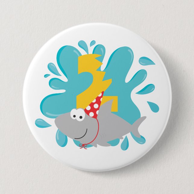Shark Second Birthday Button (Vorderseite)
