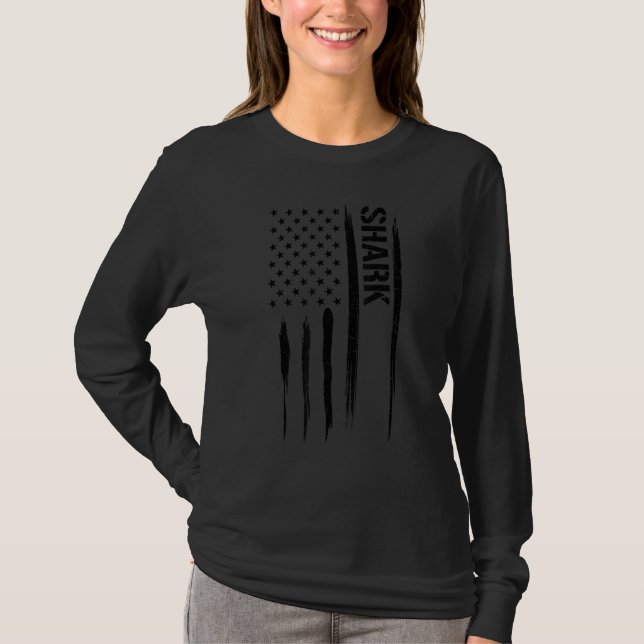 Shark Shark - American Flag Sayings T-Shirt (Vorderseite)