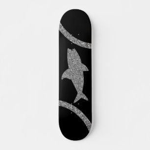Shark Silver Glitzer Black Skateboard