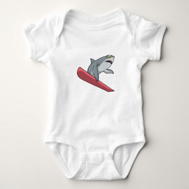 Shark Snowboarder Snowboard Baby Strampler (Vorderseite)