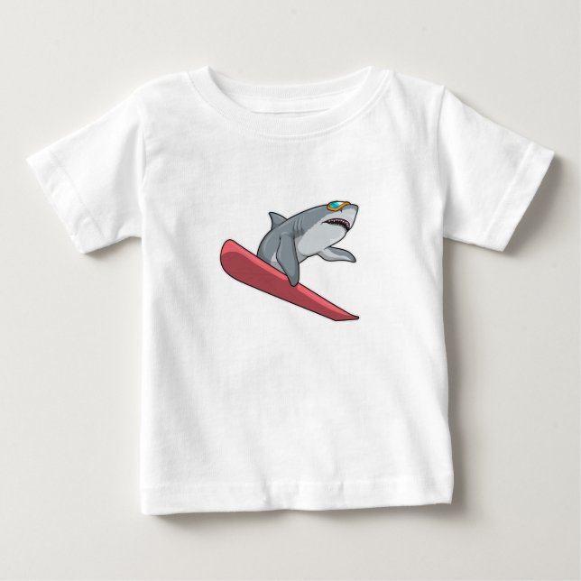 Shark Snowboarder Snowboard Baby T-shirt (Vorderseite)
