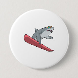 Shark Snowboarder Snowboard Button