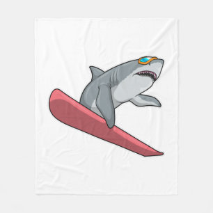 Shark Snowboarder Snowboard Fleecedecke
