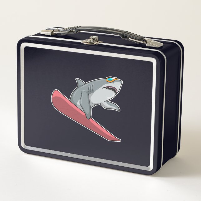 Shark Snowboarder Snowboard Metall Brotdose (Vorderseite)