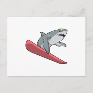 Shark Snowboarder Snowboard Postkarte