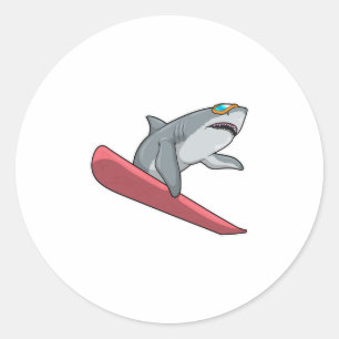 Shark Snowboarder Snowboard Runder Aufkleber