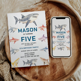 Shark Splash 5th Birthday Party | Cute Ocean Kids Einladung