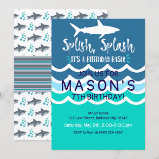 Shark Splash Party Swim Invasion Boys Sommer Einladung