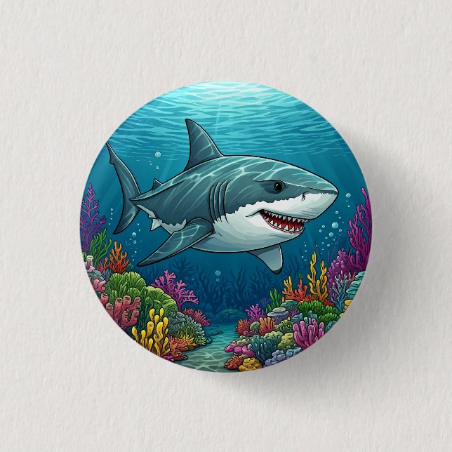Shark swimming in ocean depths button (Vorderseite)