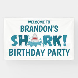 SHARK Theme Blue Aquamarin Birthday Party Kid Bann Banner