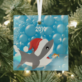Shark Tropical Snowbird Vacation Dated Keepake Ornament Aus Glas