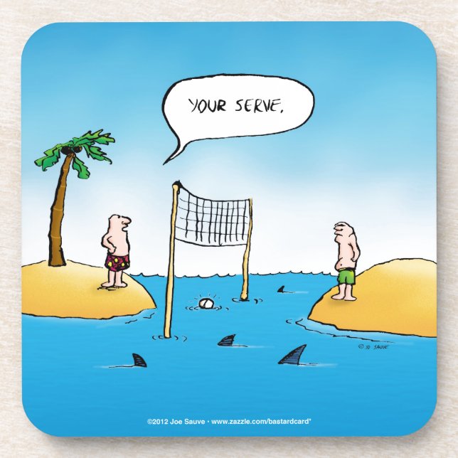 Shark Volleyball Funny Cartoon Getränkeuntersetzer (Vorderseite)