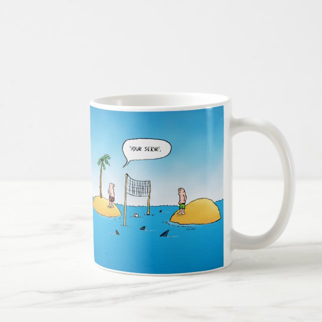 Shark Volleyball Funny Cartoon Kaffeetasse (Rechts)