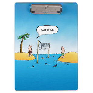Shark Volleyball Funny Cartoon Klemmbrett