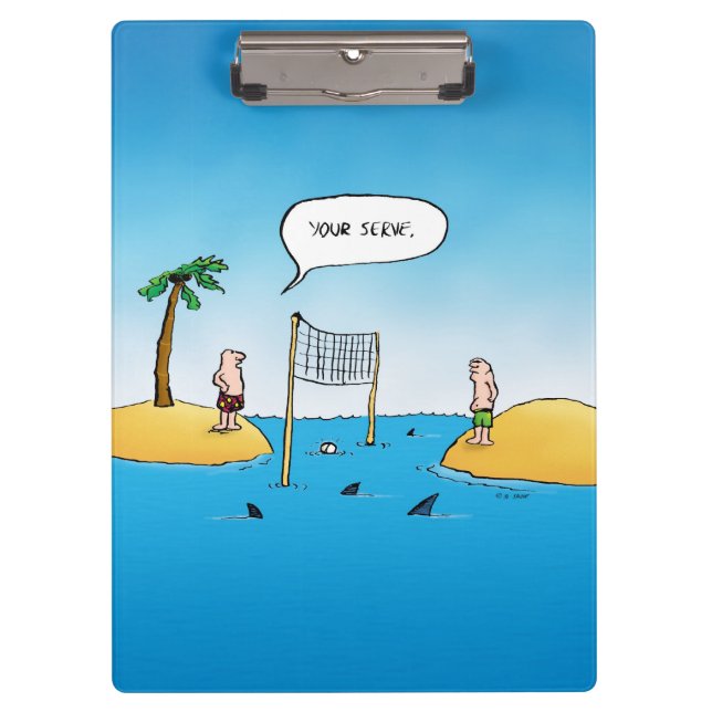 Shark Volleyball Funny Cartoon Klemmbrett (Vorderseite)