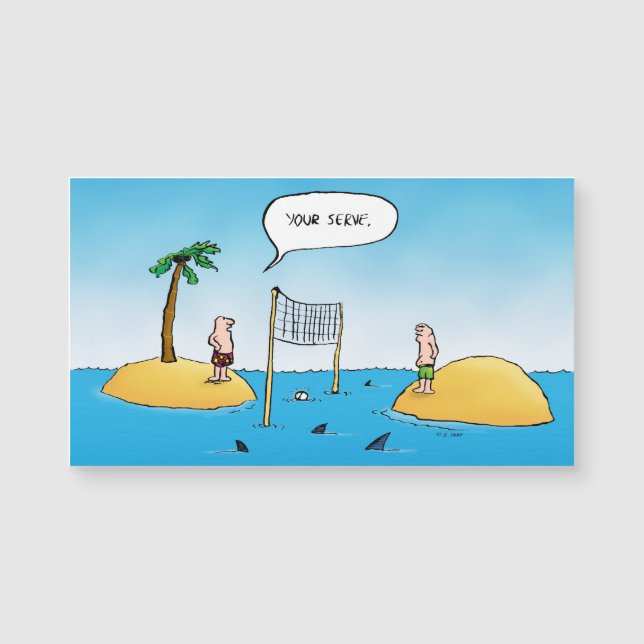 Shark Volleyball Funny Cartoon Magnetkarte (Vorderseite)