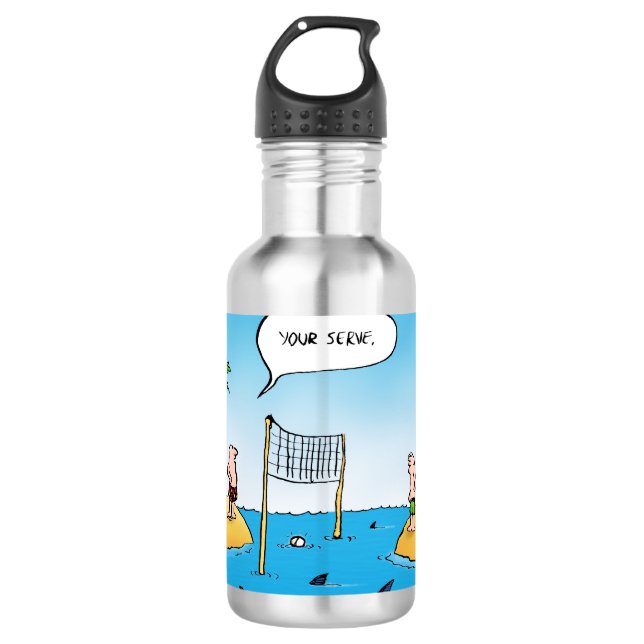 Shark Volleyball Funny Cartoon Trinkflasche (Vorderseite)