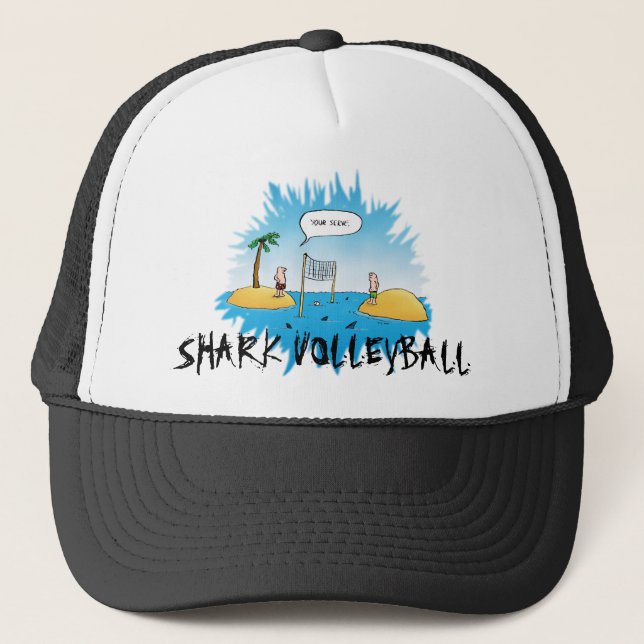 Shark Volleyball Funny Cartoon Truckerkappe (Vorderseite)