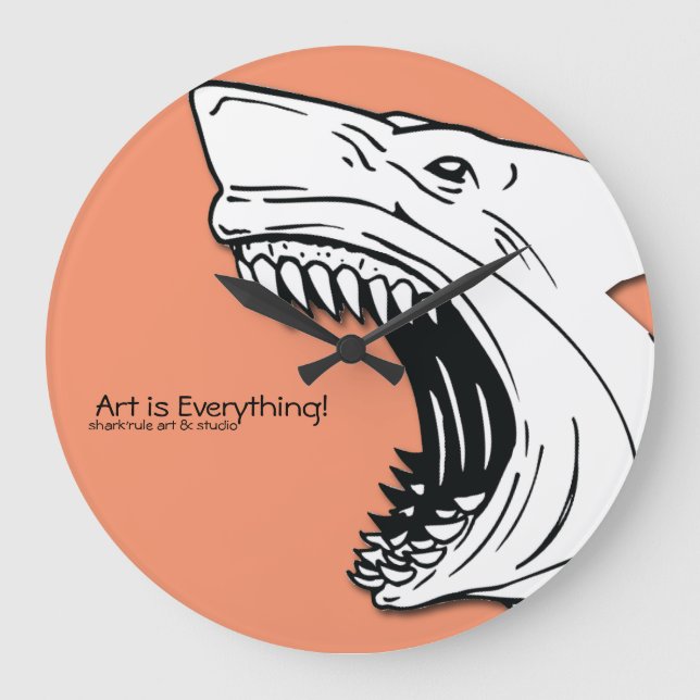 Shark Wall Clock Große Wanduhr (Vorderseite)