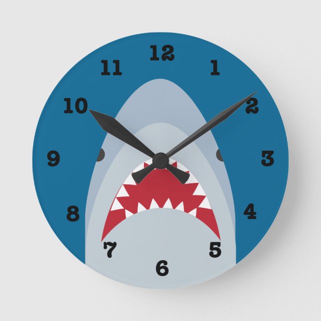 Shark Wall Clock (with numbers) Runde Wanduhr (Vorderseite)