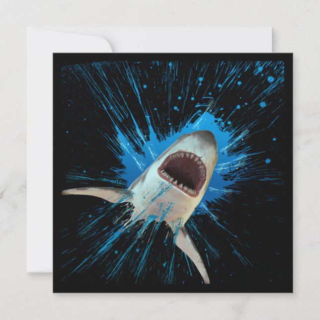 SHARK WASSER SPLASH OCEAN EINLADUNG (Vorderseite)