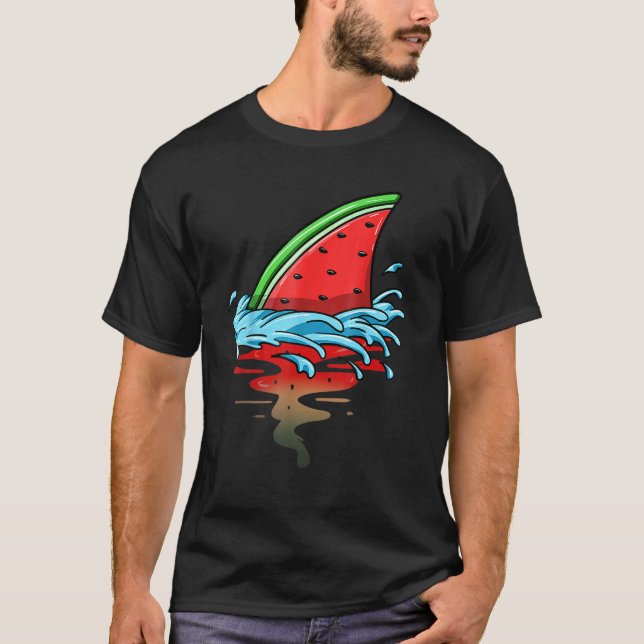 Shark Watermelon Fisch Fisch Sommerfrüchte Slice S T-Shirt (Vorderseite)