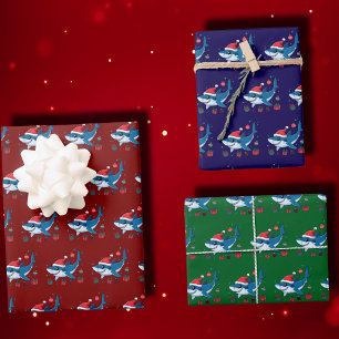 Shark Weihnachtsmannmütze Weihnachtsgeschenk Geschenkpapier Set