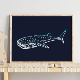 Shark Whale Print   Shark Whale Wall Print Poster