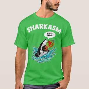 Sharkasm I Liebe Salad Meme Humoriges Vegetarian V T-Shirt
