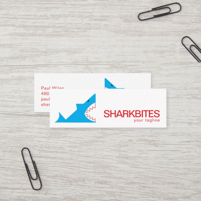 Sharkbites Logo | Meeresfrüchte oder mutige Lebens Mini Visitenkarte (Vorderseite/Rückseite Beispiel)