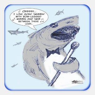 Sharkey Finatra Swimmin' Quadratischer Aufkleber