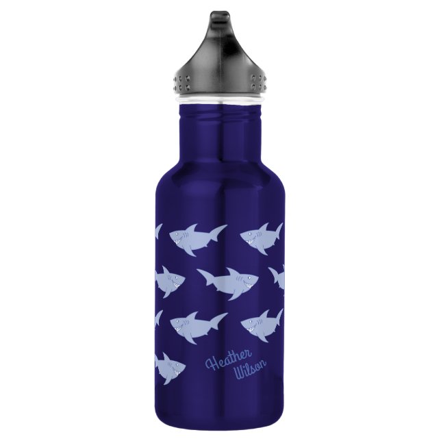 Sharks Cute Kids Bouteille d'eau avec nom (Droite)