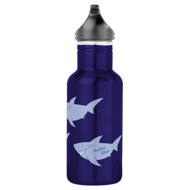 Sharks Cute Kids Bouteille d'eau avec nom (Droite)