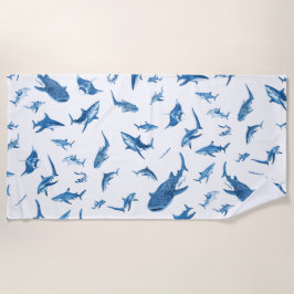 Sharks & Manta Rays|Ocean Art Design Strandtuch