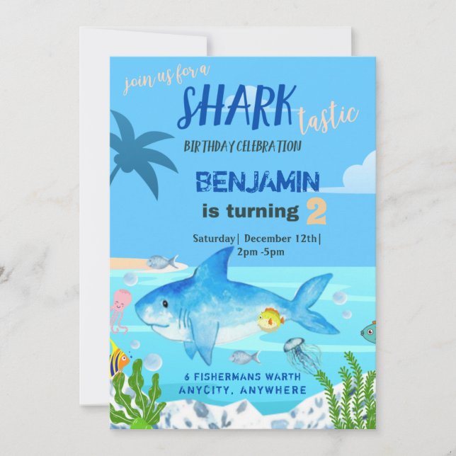 Sharktastic Birthday Invasioncard (Vorderseite)