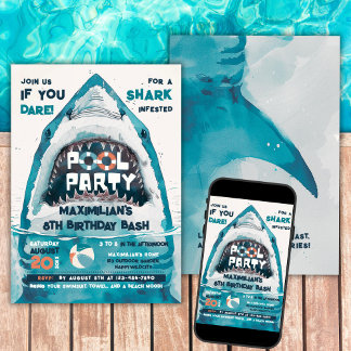 Sharktastic Summer POOL Party Einladung