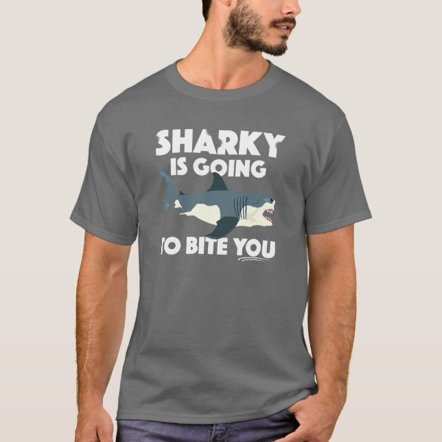 Sharky wird Ihnen Design beibringen - Basic Dunkel T-Shirt (Vorderseite)