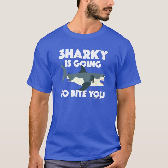 Sharky wird Ihnen Design beibringen - Basic Dunkel T-Shirt (Vorderseite)