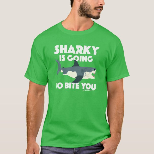 Sharky wird Ihnen Design beibringen - Basic Dunkel T-Shirt (Vorderseite)
