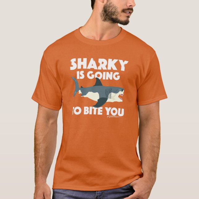 Sharky wird Ihnen Design beibringen - Basic Dunkel T-Shirt (Vorderseite)