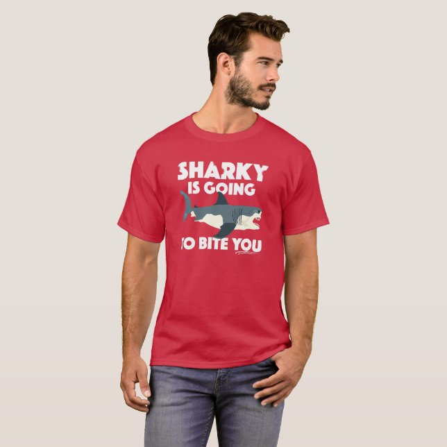 Sharky wird Ihnen Design beibringen - Basic Dunkel T-Shirt (Vorne ganz)