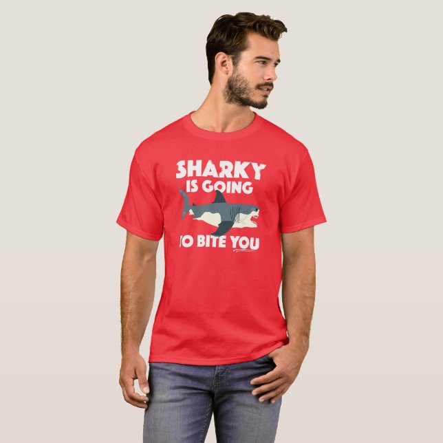 Sharky wird Ihnen Design beibringen - Basic Dunkel T-Shirt (Vorne ganz)