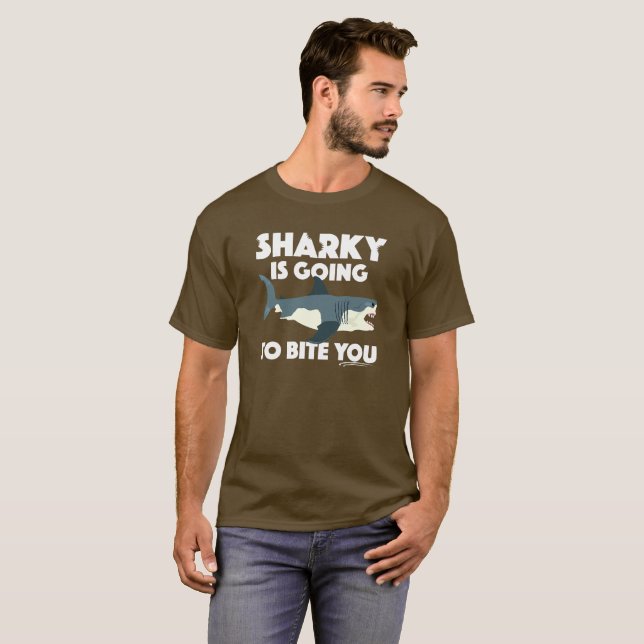 Sharky wird Ihnen Design beibringen - Basic Dunkel T-Shirt (Vorne ganz)