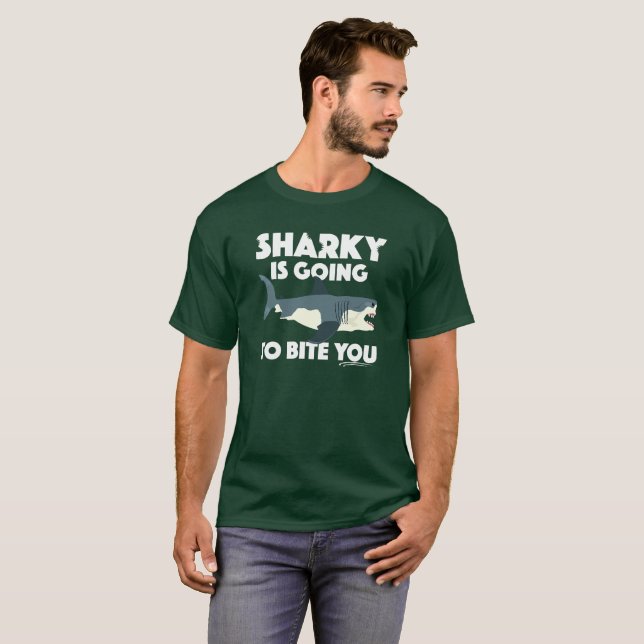 Sharky wird Ihnen Design beibringen - Basic Dunkel T-Shirt (Vorne ganz)